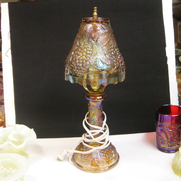 Wetzel Amber Grape & Cable Carnival Glass Lamp