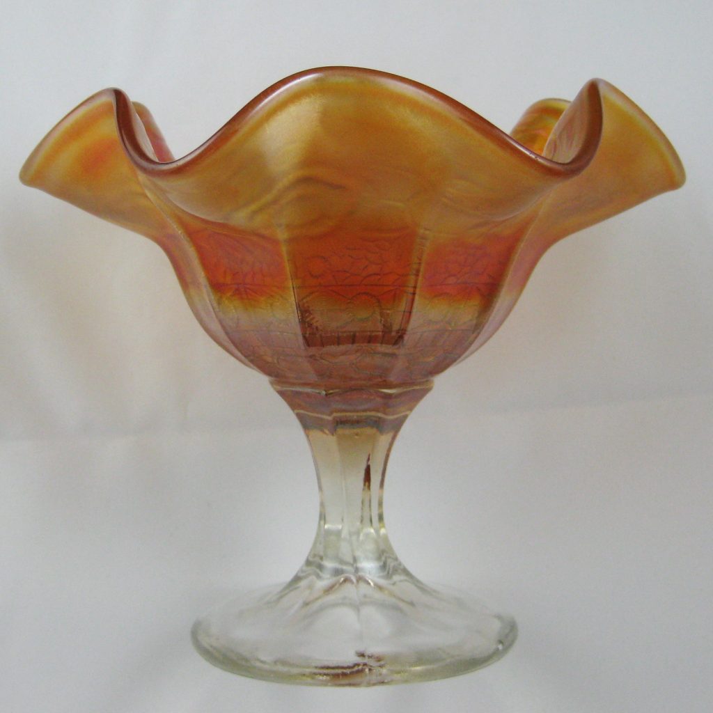 Antique Fenton Marigold Captive Rose Carnival Glass Compote – Carnival ...