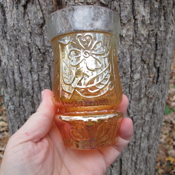 Antique Jain? Marigold Australian Daisy Carnival Glass Tumbler