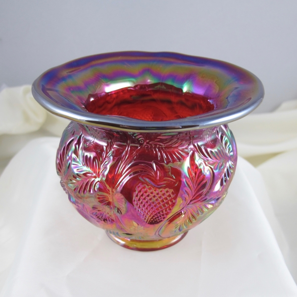 Fenton Red Inverted Strawberry Carnival Glass Spittoon for ACGA