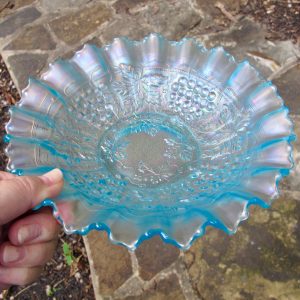Antique Northwood Grape & Cable Ice Blue Carnival Glass PCE Bowl ...