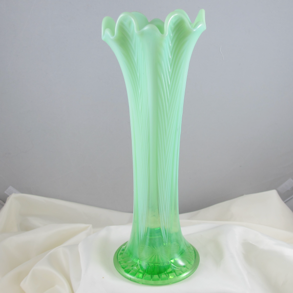 Antique Northwood Feathers Green Opalescent Glass Vase – Carnival Glass