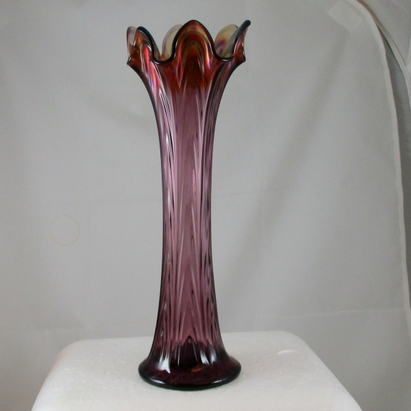 Antique Fenton Purple Boggy Bayou Carnival Glass Swung Vase