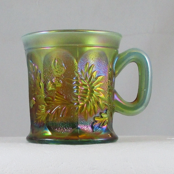 Antique Northwood Aqua Opal Dandelion Carnival Glass Mug