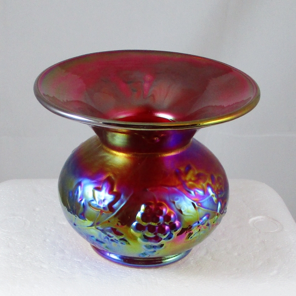 Gibson Red Grape Carnival Glass Spittoon Vase