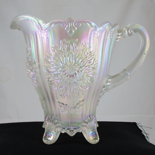 Antique Dugan Dahlia White Carnival Glass Water Pitcher