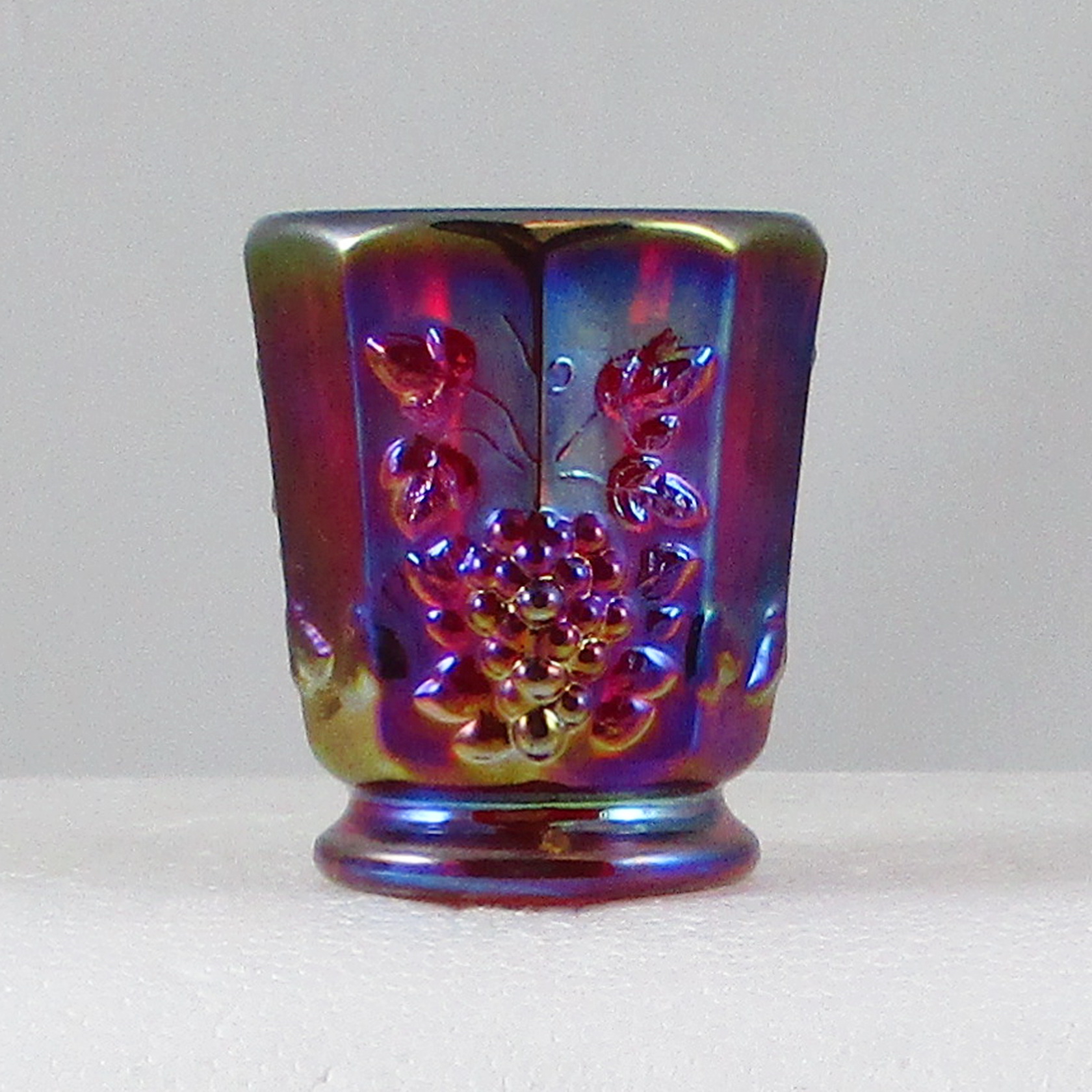 Westmoreland for Levay Red Paneled Grape Carnival Glass Toothpick or Shot  Glass – Carnival Glass