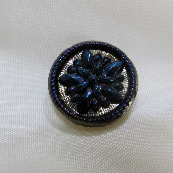 Antique Black Amethyst Carnival Glass Button Luster Iridescent – Beaded Flower
