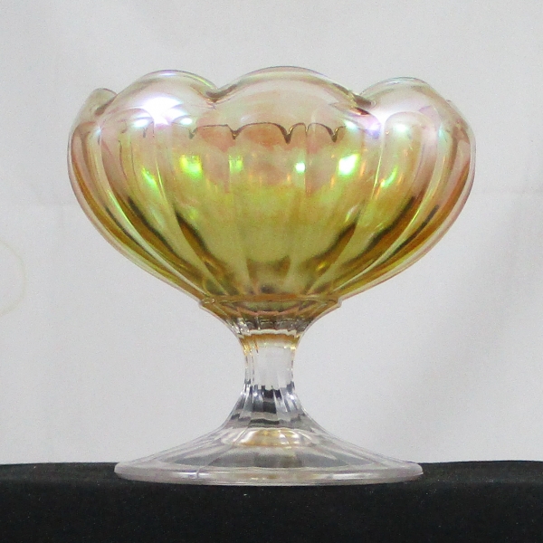 Antique Imperial Pastel Marigold or Clambroth Chesterfield Carnival Glass Rose Bowl