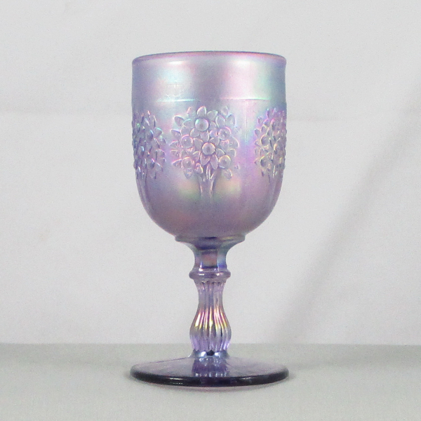 Fenton Lavender Frost Orange Tree Carnival Glass Goblet 1999