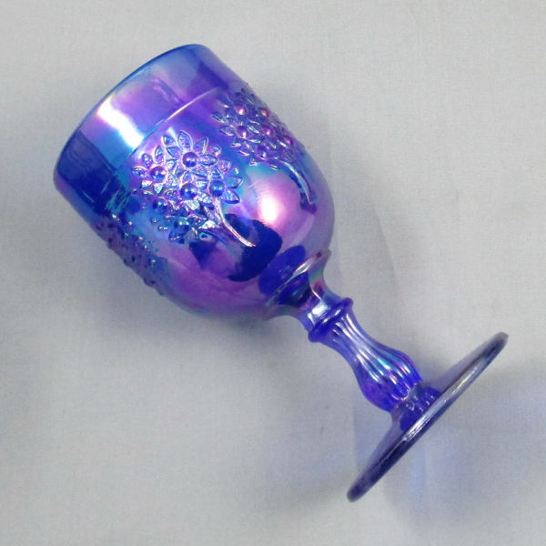 Fenton Cobalt Blue Orange Tree Carnival Glass Goblet 2000