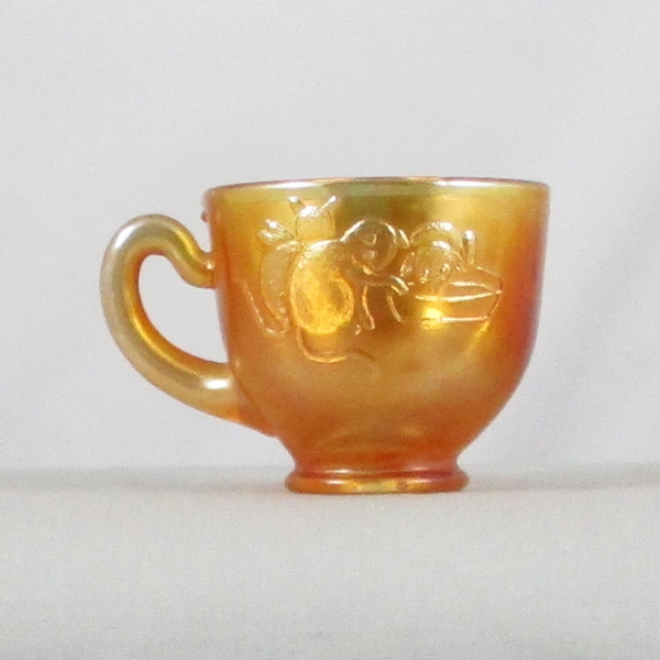 Antique Fenton Kittens Marigold Carnival Glass Cup & Saucer