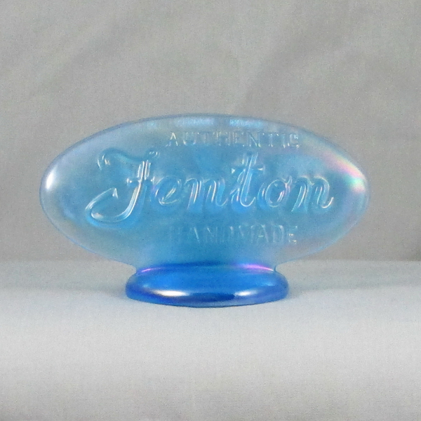 Fenton Celeste Blue FENTON Carnival Glass Logo Paperweight