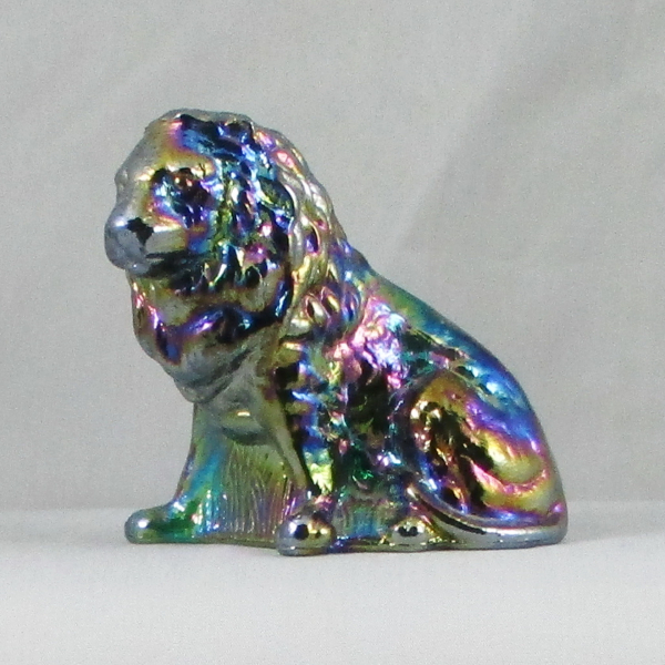Mosser Green Carnival Glass Lion Figurine / Paperweight Animal