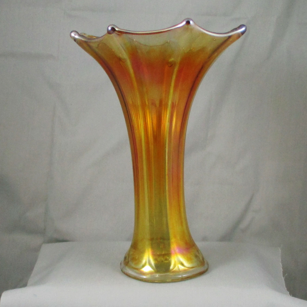 Antique Imperial Marigold Morning Glory Carnival Glass Mid-size Vase