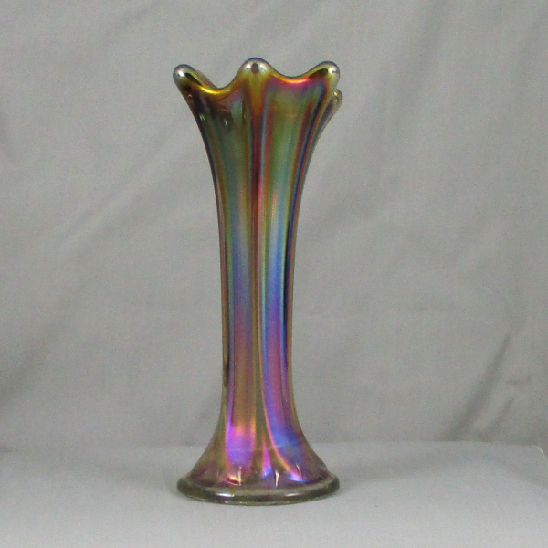 Antique Imperial Smoke Morning Glory Carnival Glass Mini Vase