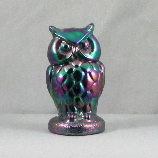 Mosser Green Carnival Glass Owl Figurine / Paperweight Animal