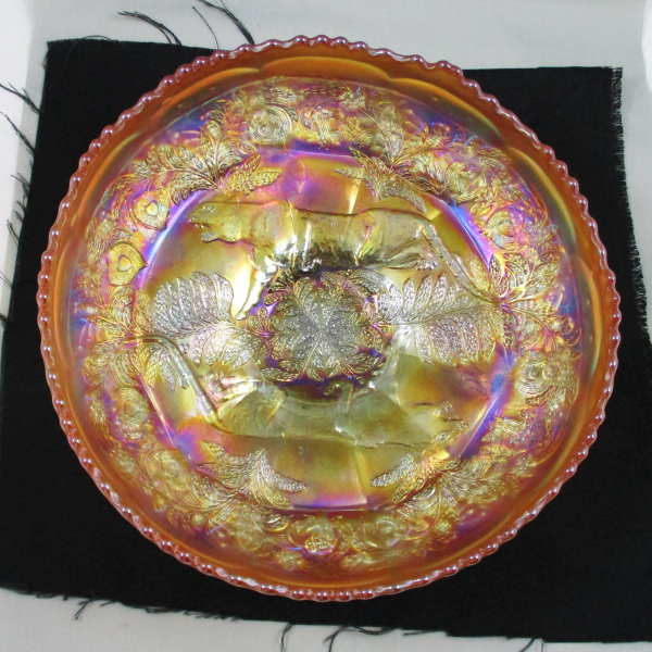 Antique Fenton Marigold Panther Carnival Glass Centerpiece Bowl
