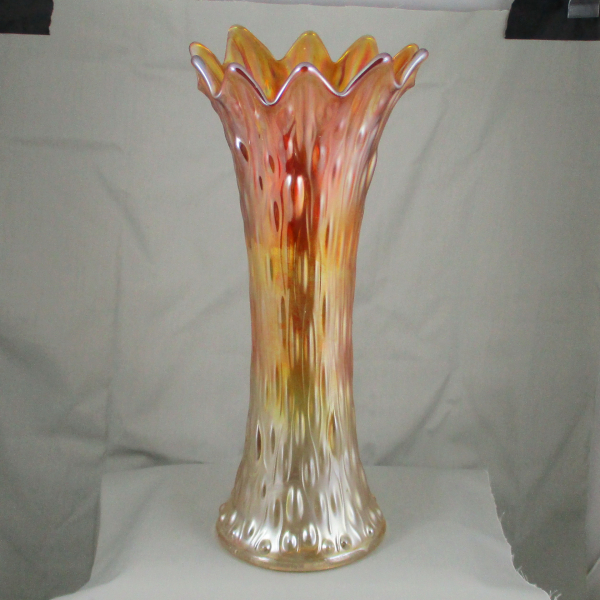 Antique Northwood Marigold Mid-size Tree Trunk Carnival Glass Vase